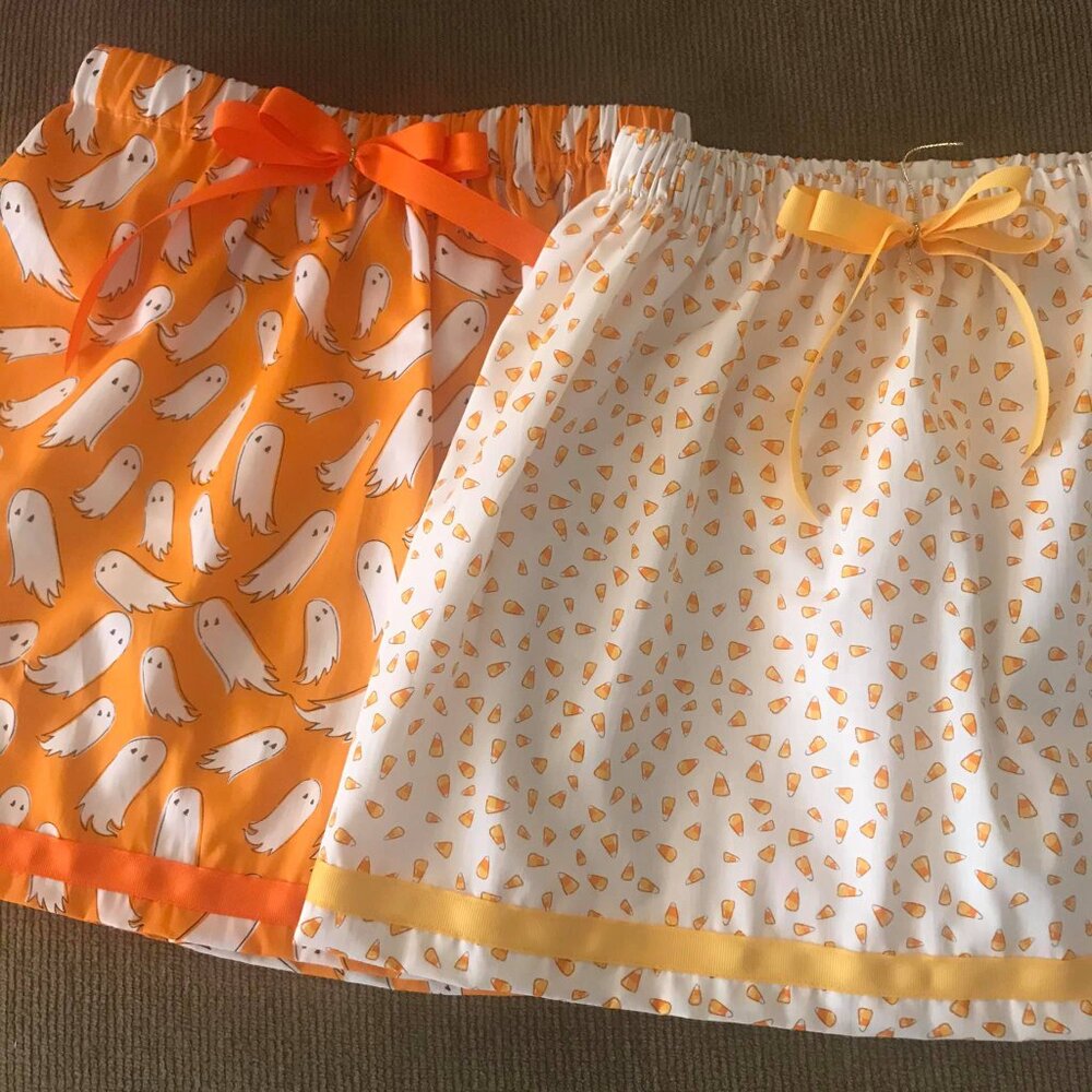 Halloween Ghost and Candy corn  elastic Waist skirts 6